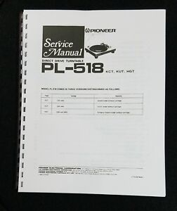 Pioneer PL-518 Turntable Service Manual | eBay