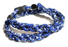3 Rope Tornado Braided Boys Youth Baseball Necklace 18" 20" Royal Blue Camo