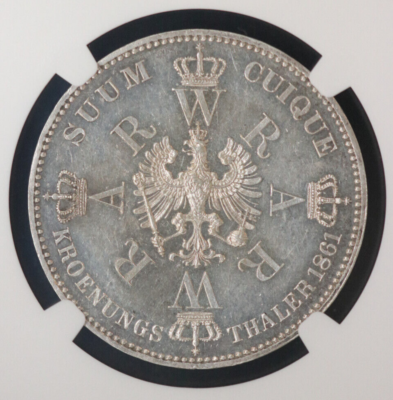 1861 A Germany Prussia Thaler Coronation Coin MSPL 61 NGC, Looks