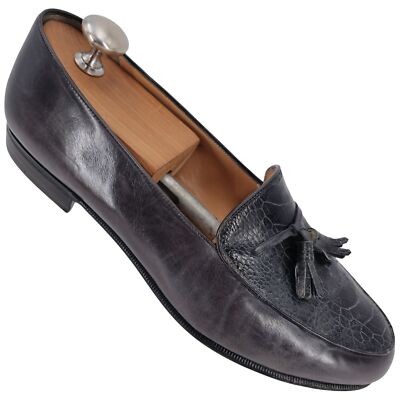 Salvatore Ferragamo ostrich men’s shoes Mens Salvatore Ferragamo LE Ostrich Gray Leather Loafer Shoe  main image 4
