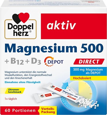   Doppelherz Magnesium 500 + B12 + D3 DIRECT DEPOT Magnesium für Muskeln 60 St  