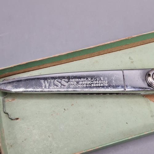 Vintage WISS CC7 Pinking Shears Silver Chrome Zig Zag Bent-Handle Scissors 9" - Picture 4 of 11