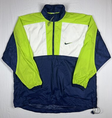 VTG 90's Nike Windbreaker Blue Neon Green Unisex Mens XL