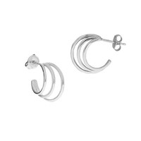 Zeeme Basic Ohrschmuck Stecker Creole 925 Sterling Silber Poliert 3 Reihig Damen