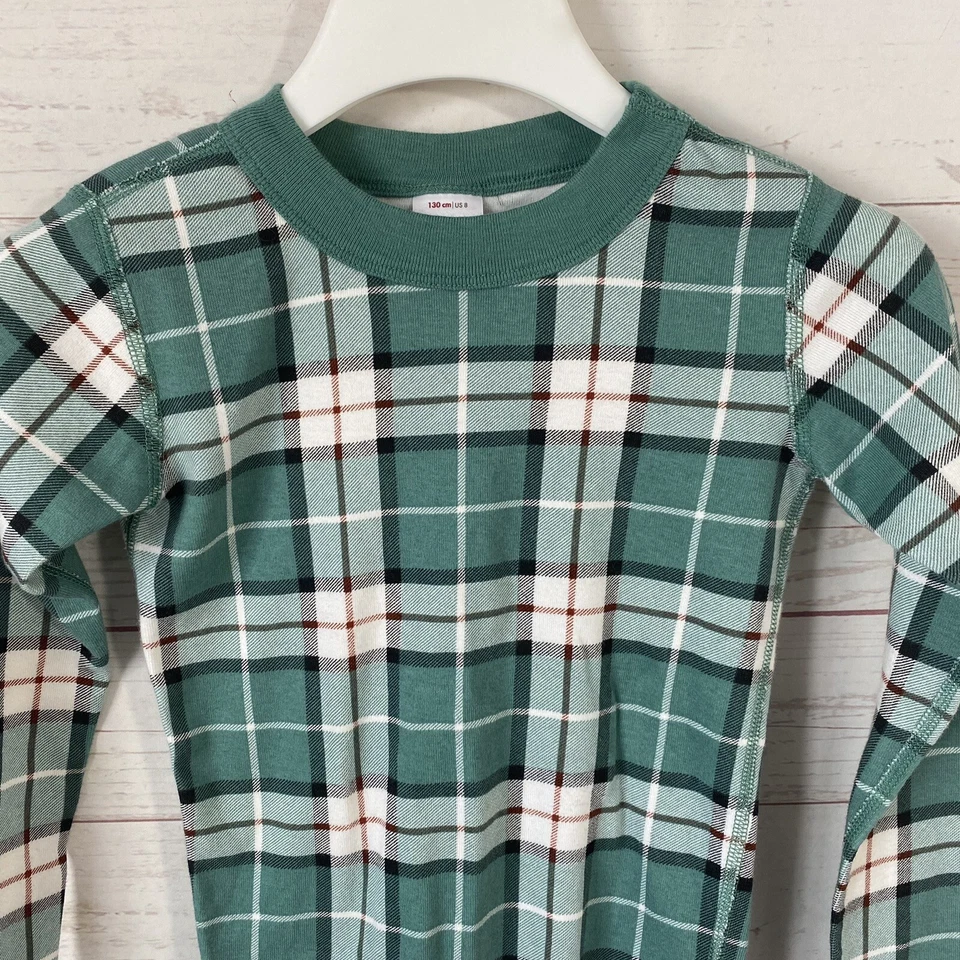 Camisa para dormir Hanna Andersson niñas manga larga algodón orgánico EE. UU. 8 verde a cuadros Foto 2 de 4