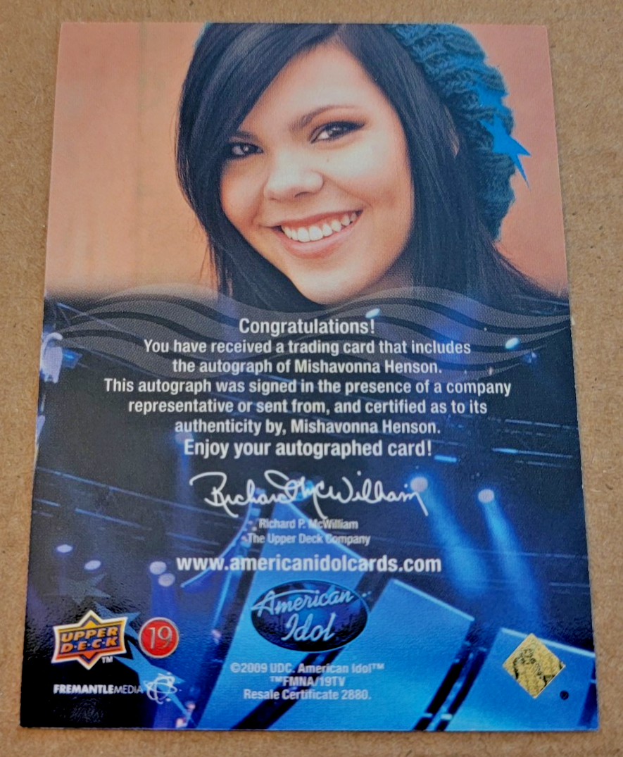 2009 Upper Deck American Idol Season 8 Mishavonna Henson Autograph
