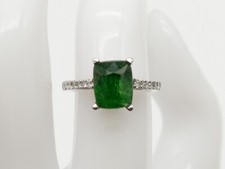  10,000 4.50ct Natural Tsavorite Garnet VS G Diamond 14k White Gold Wedding Ring