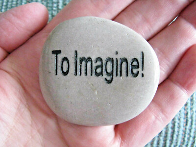NEW NATURAL RIVER ROCK To Imagine! WISH STONE FRIDGE MAGNET