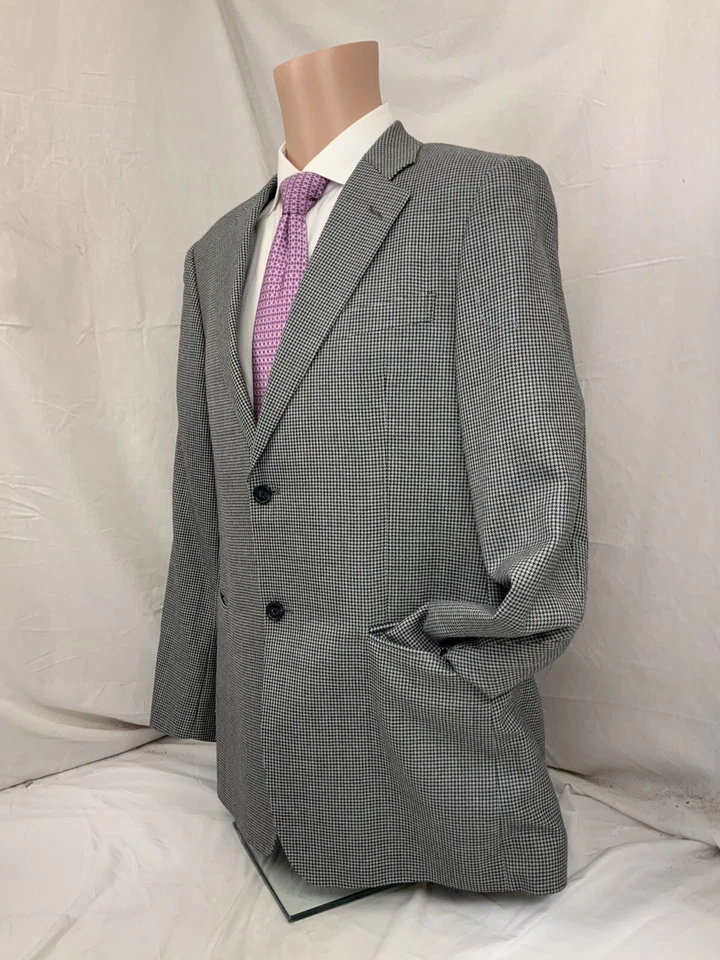 Blazer John W Nordstrom 42R Gris Azul Cuadros Lana Seda 2B1V Como Nuevo YGI T2-116 Foto 4 de 4