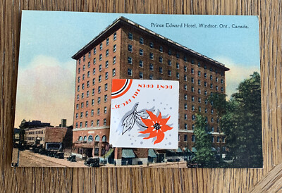 Postcard Canada Windsor Prince Edward Hotel Vintage View Old Cars New Ontario