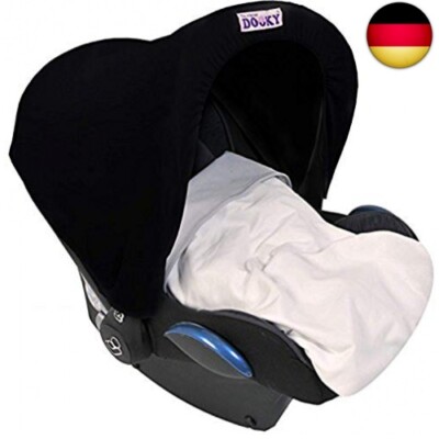 Original Dooky Hoody Sonnenschutz Für Babyschale/Kinderwagen – UV 40+, Universalgröße, Schwarz-weiß Gestreift