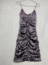 Y2k 90s Nicole Miller Collection Silk Satin Ruched Mini Dress Women 6 Whimsygoth