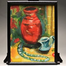 ANGELA GREGORY Original Vintage Signed Floral Vase Decor Still Life Oil Painting
