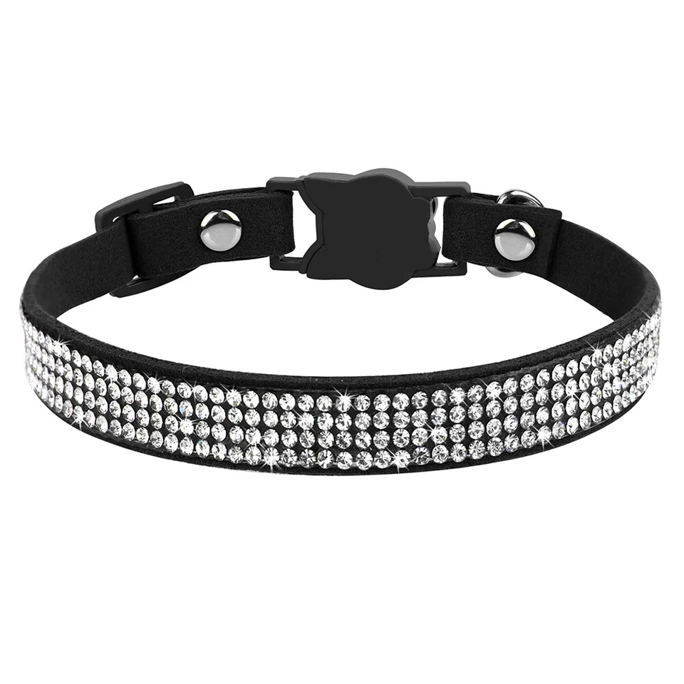 Estrás ajustable collar gato campana liberación de seguridad escapada para gatito cachorro Foto 4 de 4