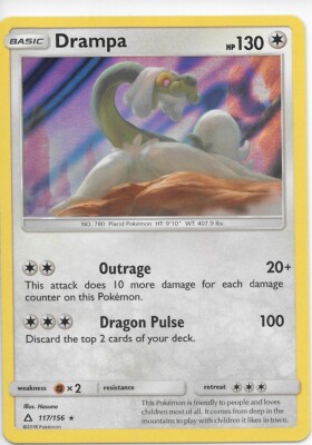 DRAMPA  117/156 Sun & Moon Ultra Prism Rare Holo Pokemon Card   MINT