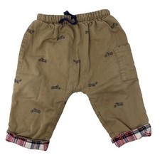 Hanna Andersson Toddler Pants Motorcycle Cotton Plaid Lined Khaki Pants Size 75
