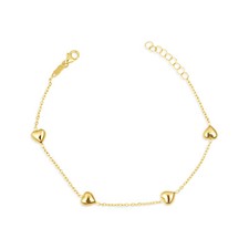 14K Yellow Gold Heart Love Charm Bracelet