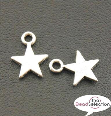 STERN CHARMS ANHÄNGER HELL TIBETISCHES SILBER 10mm TOP QUALITÄT C142