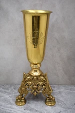 Nice Older Church Flower Vase, All Brass, 18" ht.  (CU965) chalice co.