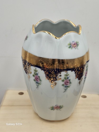 Vtg.Limoges Vase France 22 C Gilded 6" Porcelaine Imperia Cite Royal XVIII - Picture 4 of 5