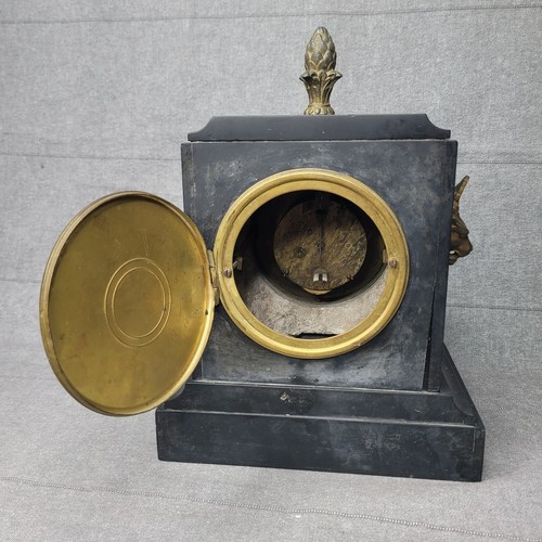 Antique Victorian Black Marble Mantle Clock - Picture 5 of 5