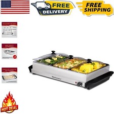 Portable Buffet Warming Tray with 3 Slotted L...