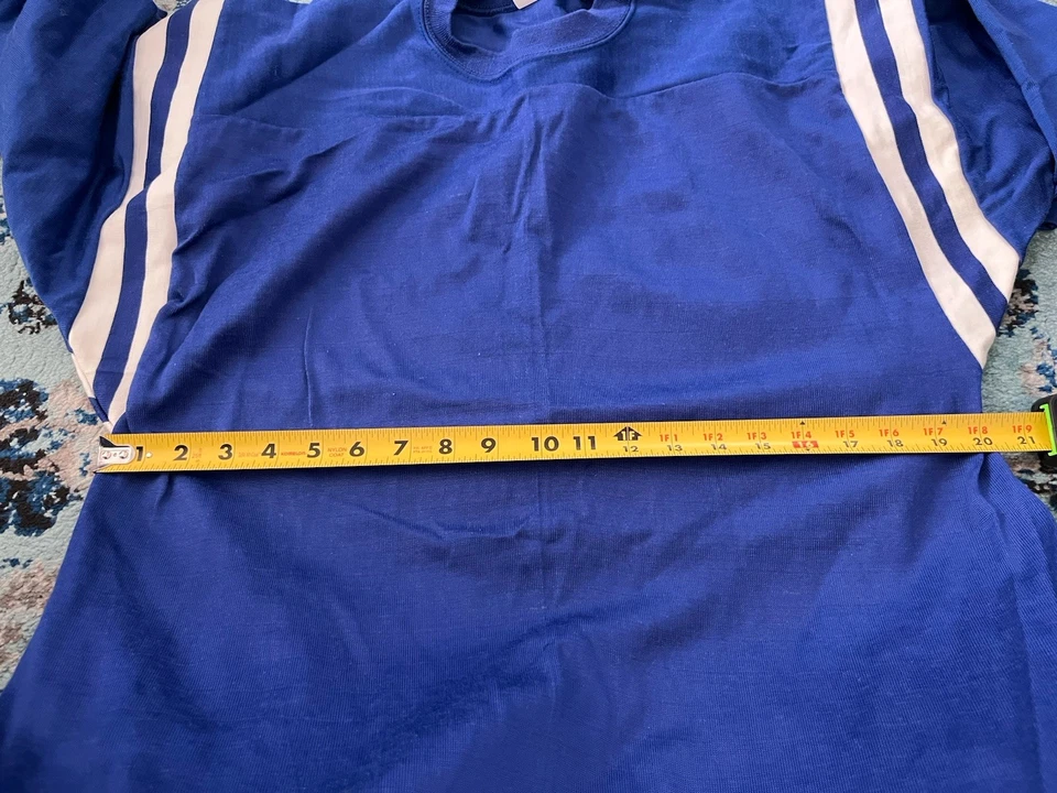 Camisa Imperio De Colección Talla Grande 42/44 Blanca Azul Manga Larga Hecha en Unión EE. UU. 60s 70s Foto 2 de 4