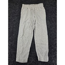 A New Day Womens Striped Linen Blend Drawstring Pants Blue White Small 2044