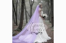 Long Lilac Purple Bridal veil - Pastel purple wedding veil - one tier