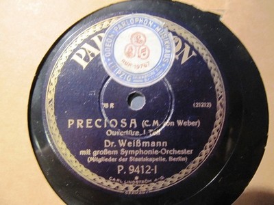 1929 Frieder Weissmann cond Carl M v WEBER PRECIOSA OVERTURE PARLOPHON P 9412