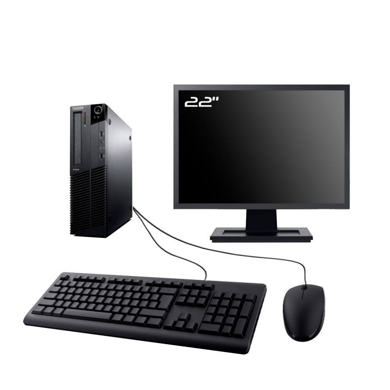 PC Lenovo M71e SFF Ecran 22" Intel I5-2400 RAM 16Go HDD 500Go W10 Wifi