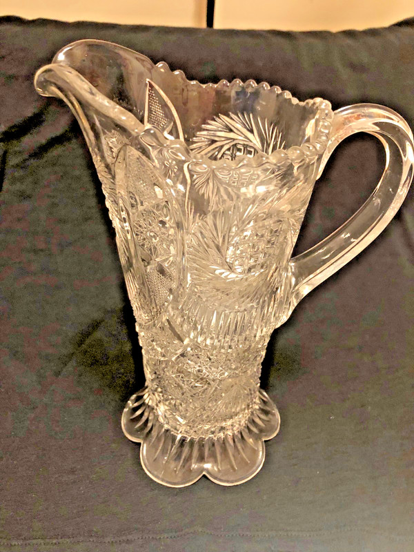 Glass Pitcher Advertising McKee Glass Co. "Let Hartman Feather Your Nest" EAPG
