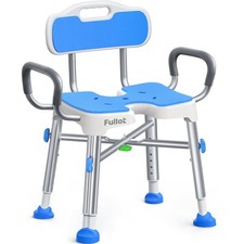 Ergonomic HShaped Shower Chair for Elderly and Disabled with Padded Back  Ar...