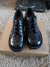 Kickers Womens Black Patent Leather Platform Chunky Heeled Shoes Size UK 5 EU 38