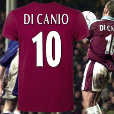 T-SHIRT WEST HAM FANS HAMMERS DI CANIO 10 CASUAL CALCIO ULTRAS