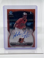 2023 Bowman Adam Crampton /25 Chrome Auto Orange Shimmer Refractor #CPA-CAN O's