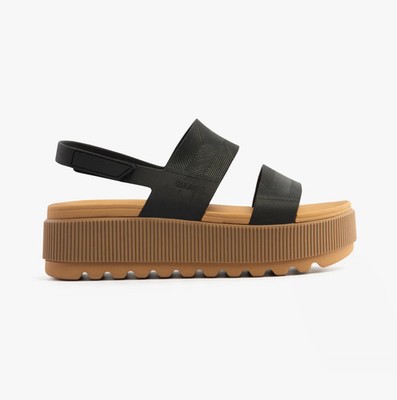 Reef Vista Higher leichte schwarze/hellbraune Damen-Plateausandalen mit TPU-Klettverschluss