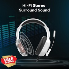7.1 Gaming Headset Mic PC Xbox PS5 Switch Noise Cancelling White Pro RGB