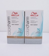 Wella Color Charm T15 Pale Beige Blonde Liquid Hair Toner 1 oz 2 pack 