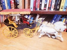 VERY NICE VINTAGE 1940'S KENTON CAST IRON SURREY WAGON W/ DRIVER  PASSENGER 2