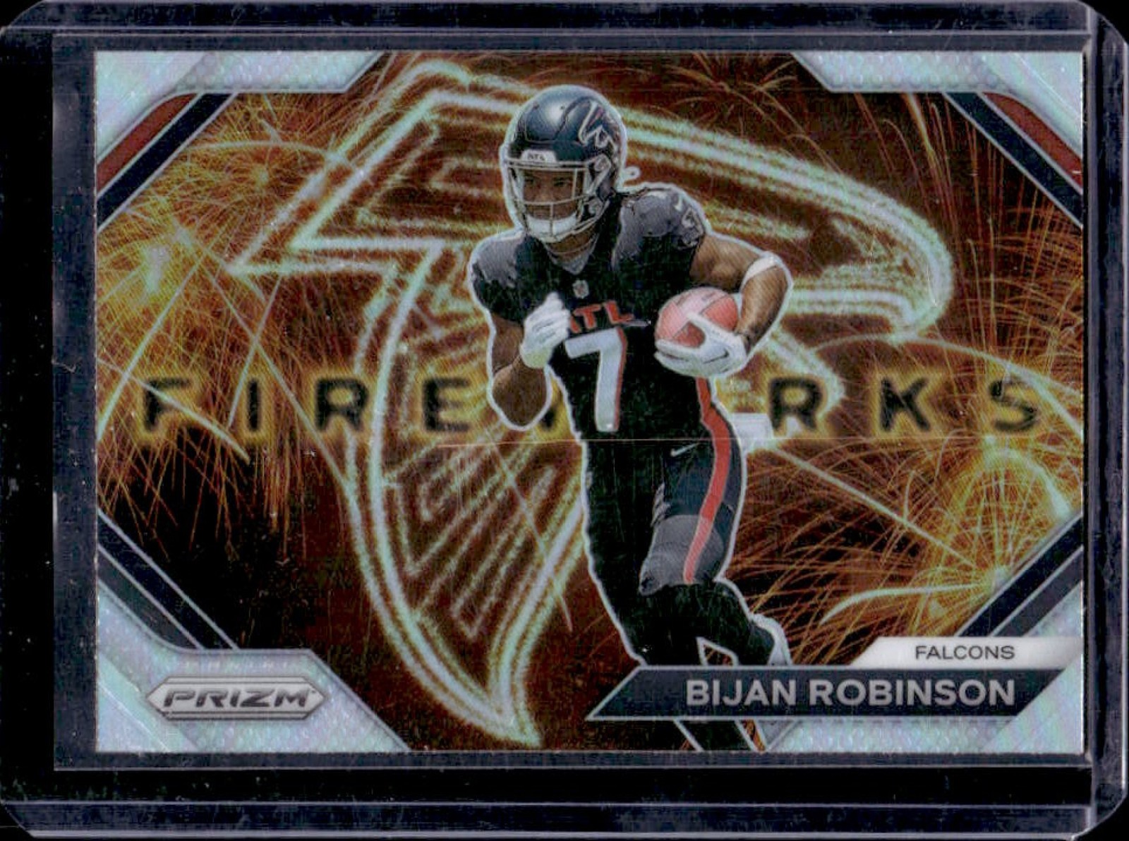 2023 Prizm Bijan Robinson Fireworks Prizm Silver Rookie RC #F-24 Falcons