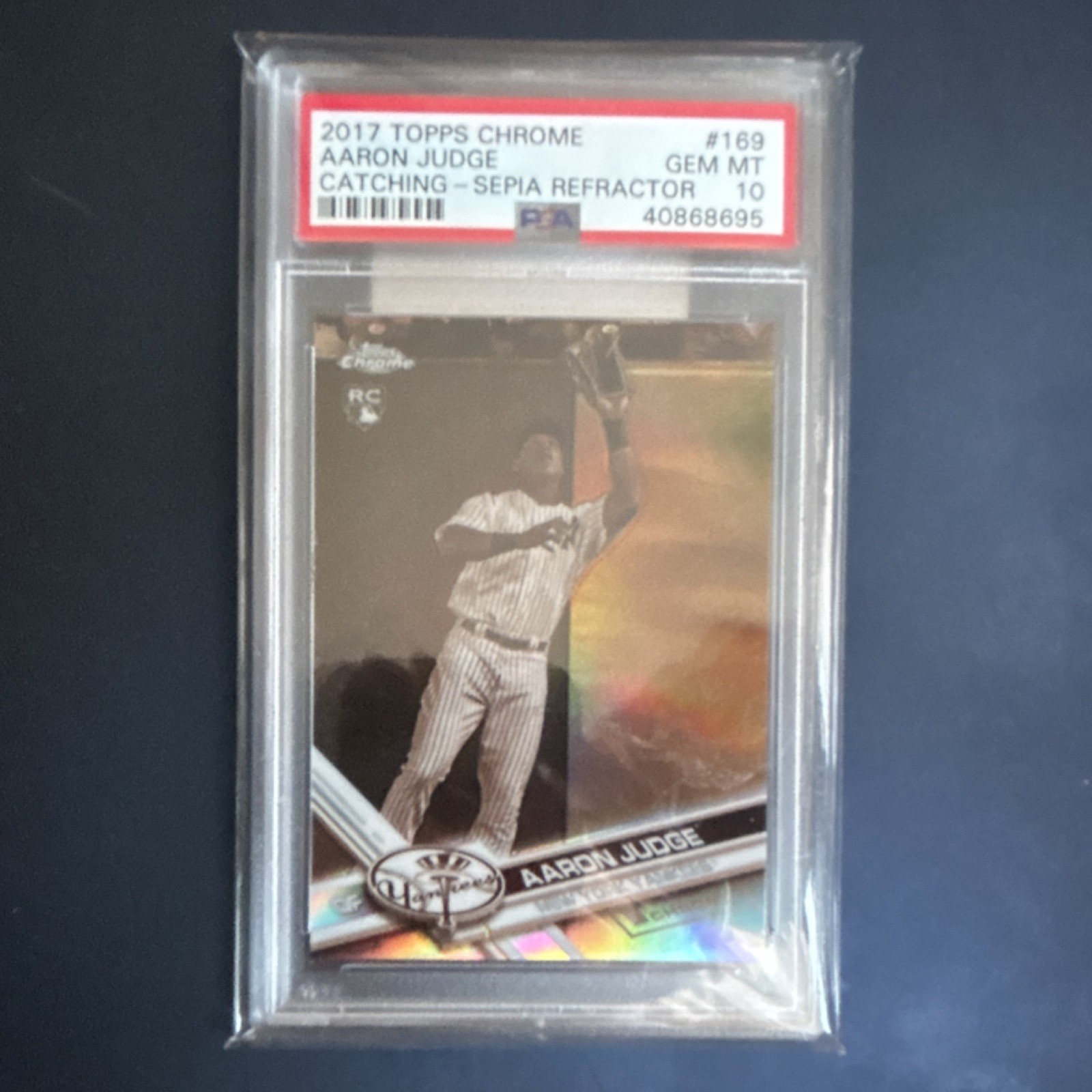 Topps 2017 Chrome Aaron Judge #169 Sepia Refractor Rookie PSA 10 Yankees