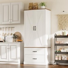 Kitchen Pantry Cabinet, Farmhouse Hutch Storage Cabinet with Door  Drawers Home