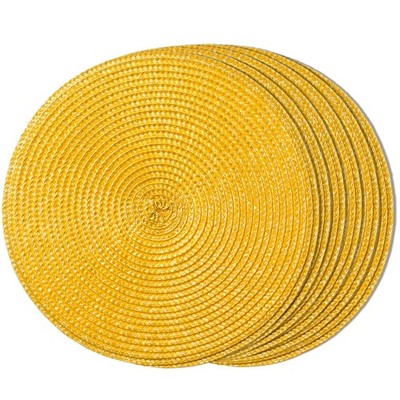 Round Braided Placemats Set Of 6 Place Mats For Dining Tables Woven Washable Non