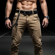 Men Pewter Black Metal Long Wallet Chain KeyChain Biker Horn Links Strong Jeans