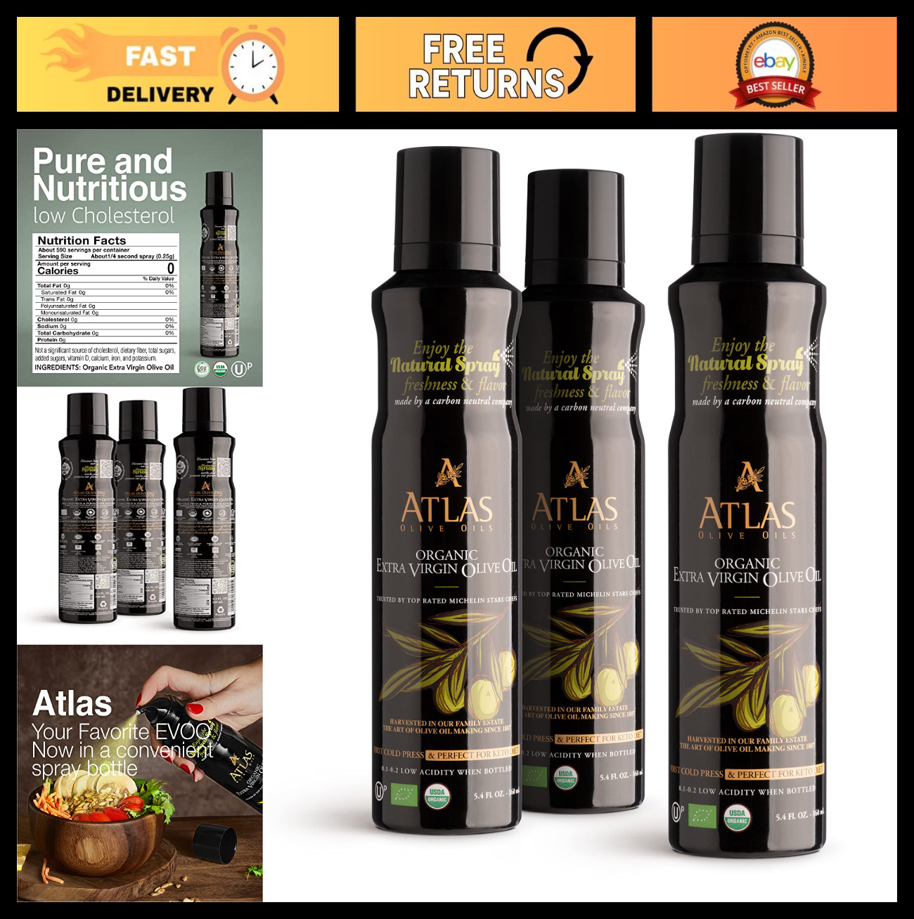 Spray - 3 Pack, Non-stick Cooking Spray, Cold Pre