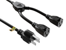 36 inches 3ft NEMA 5-15P to Dual 5-15R Power Extension Cord Splitter 16AWG ...