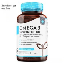 Omega 3 2000mg Fish Oil - 660mg EPA/440mg DHA High Dose - Brain Heart Joint