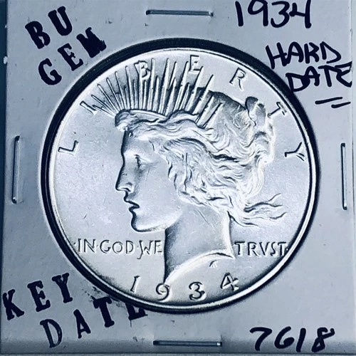 1934 P BU GEM PEACE SILVER DOLLAR UNC MS+++ U.S. MINT RARE KEY COIN 7618