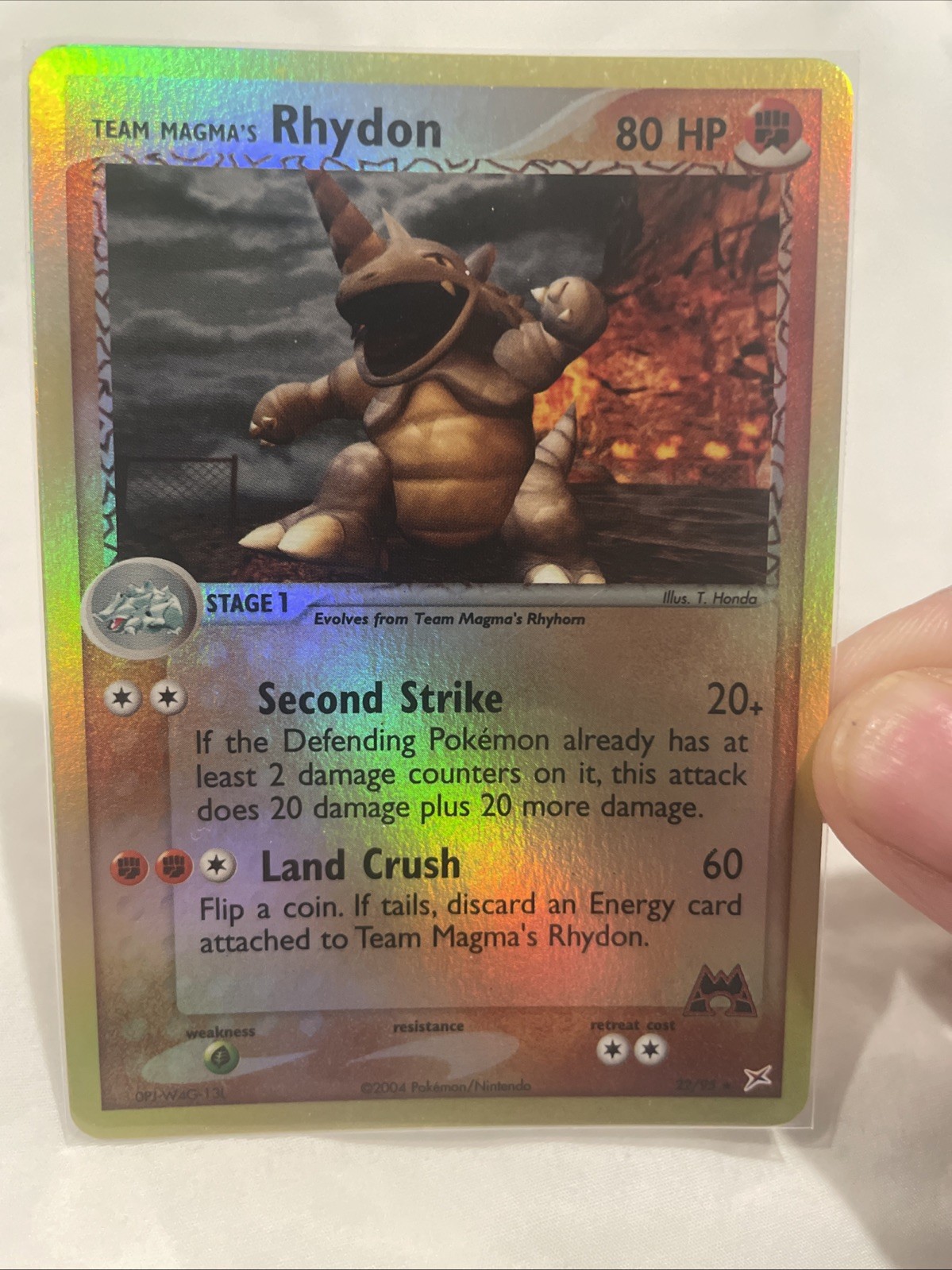 2004 Team Magma's Rhydon 22/95 Team Magma vs Team Aqua Reverse Holo NM